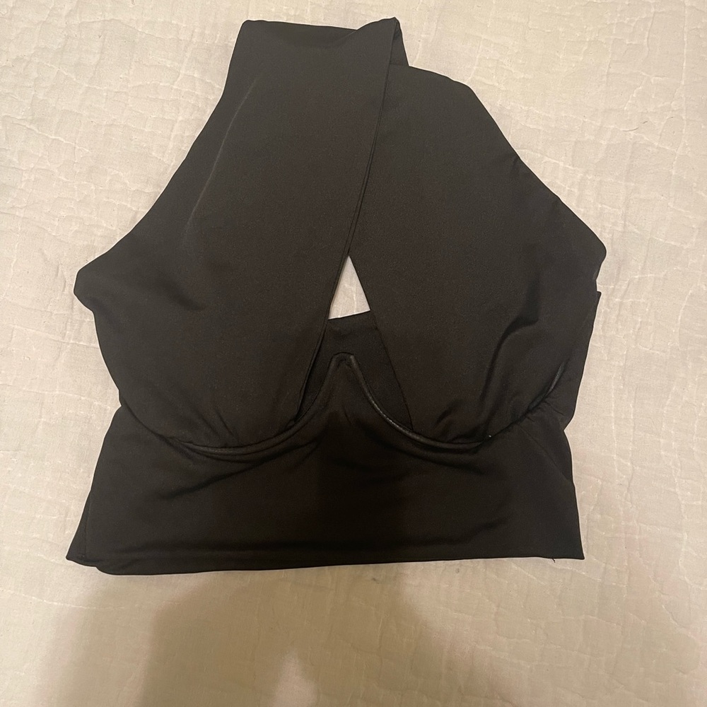 Amazon | Black Cross Bustier Top with Wire | Small